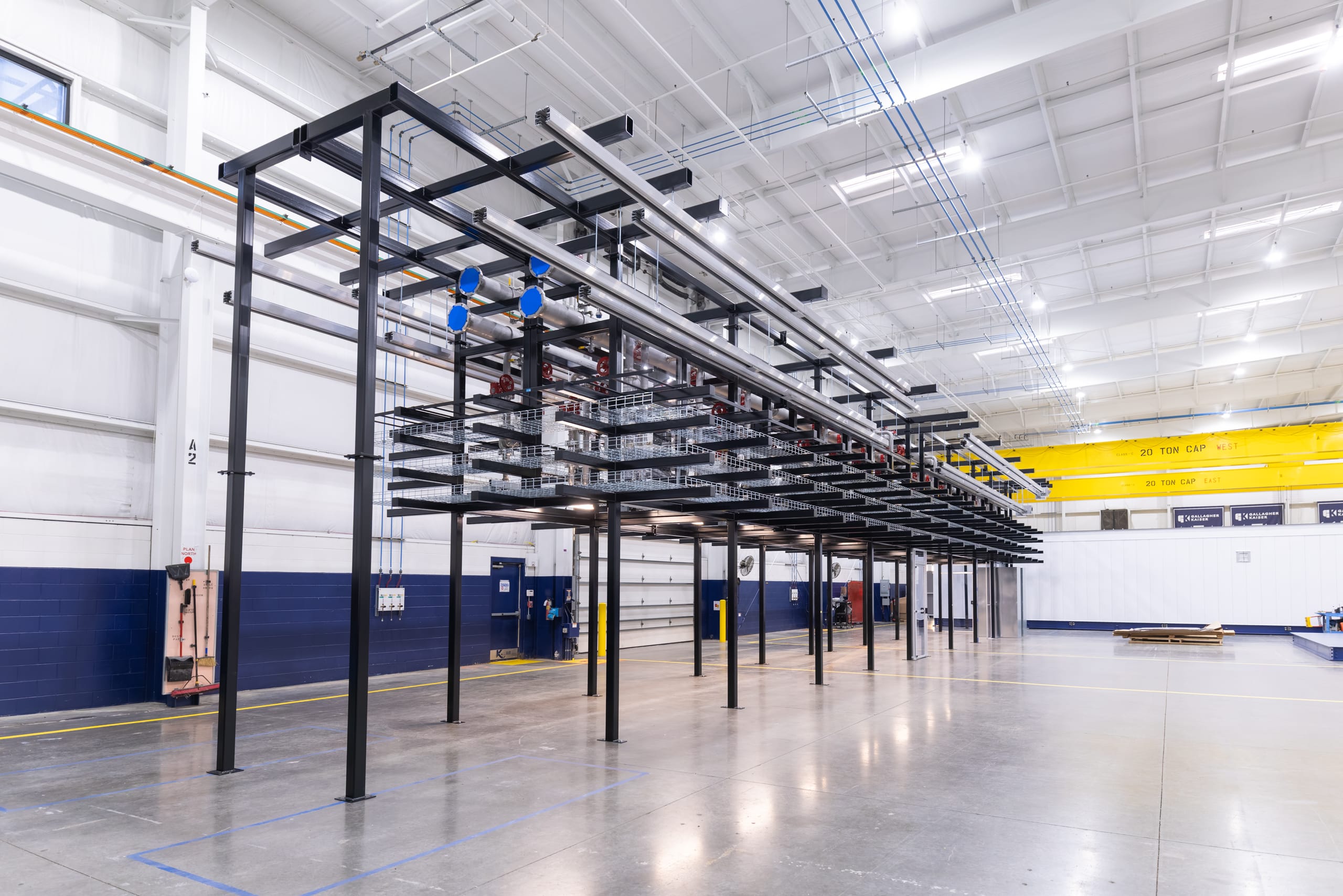 Hot aisle containment piping system