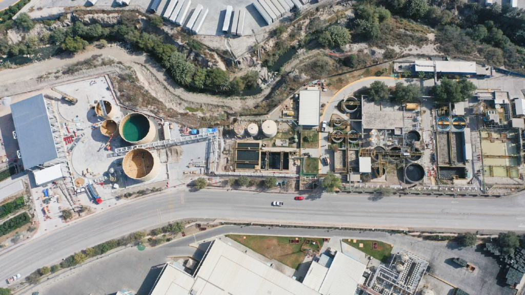 Aerial view of an industrial wastewater facility