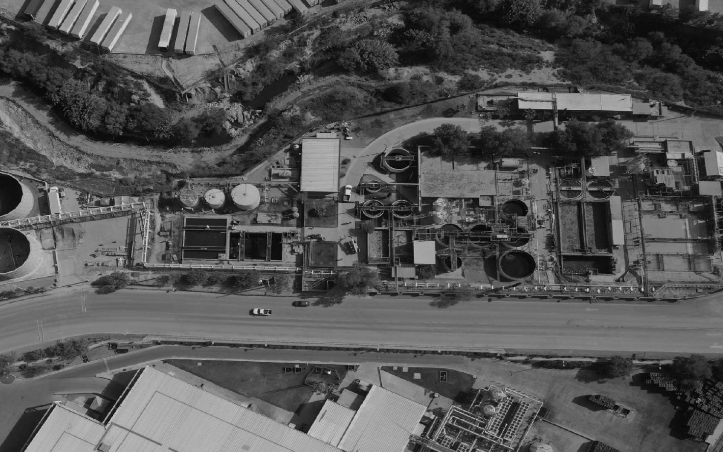 Aerial view of the GM Ramos wastewater treatment facility